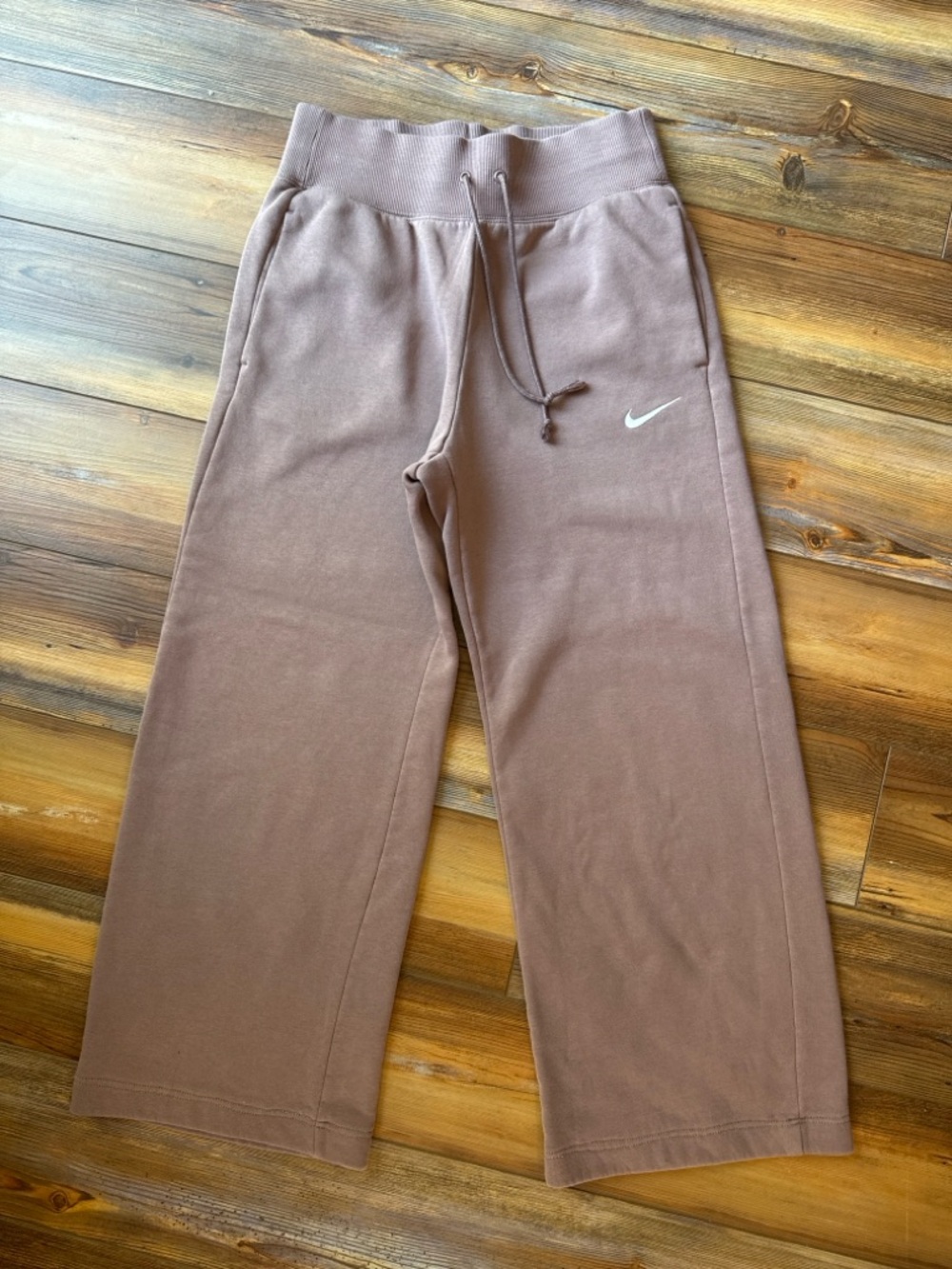 Nike Wide Leg Drawstring Sweatpants Pockets Mauve Size Small - Picture 3 of 4